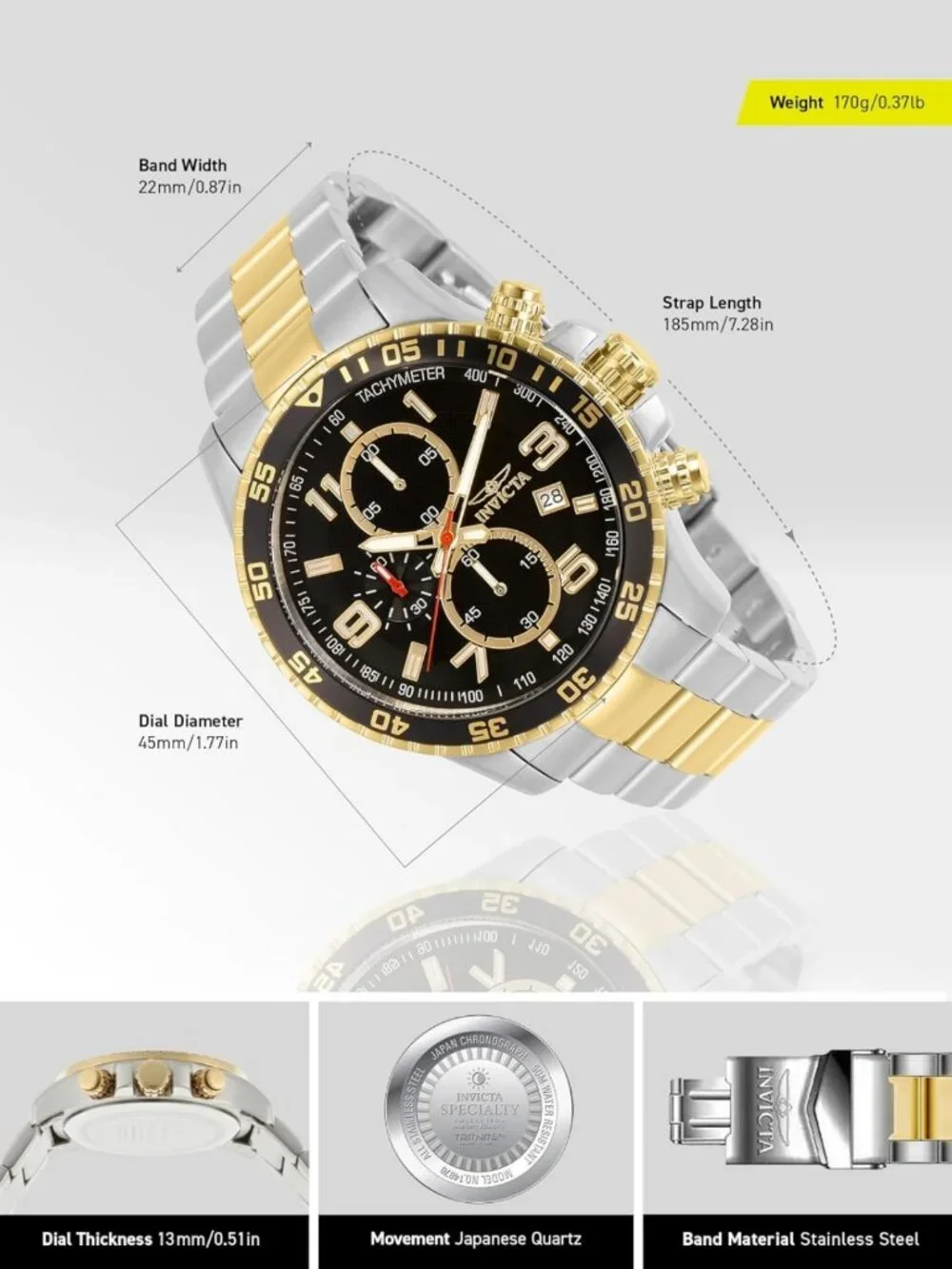 Men's Chronograph Watch with Textured Dial & Stainless Steel Band - Stylish